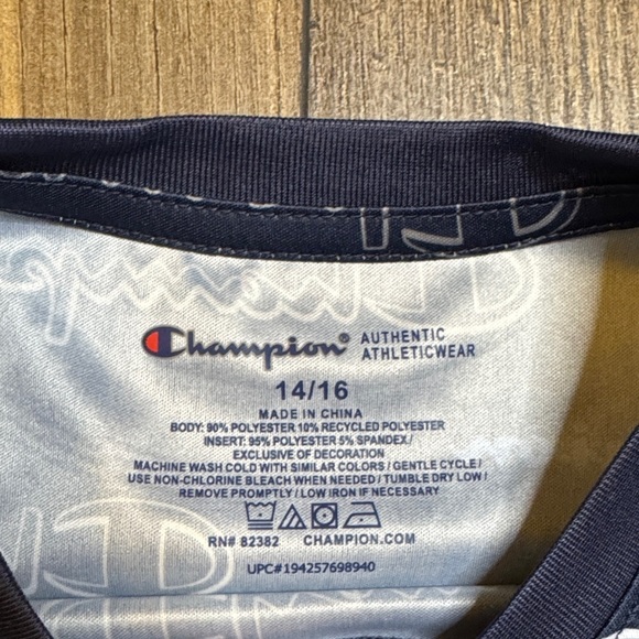 Champion Kids' Dri-Fit Navy Logo Print Tee - Picture 2 of 4